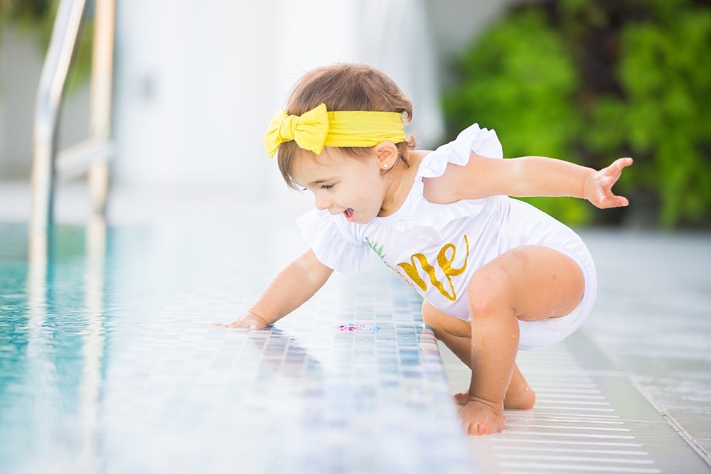 Miami Summertime poolside- pineapple-First Birthday Photography